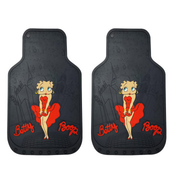 Betty Boop Skyline 2pc Front Black Rubber Universal Car Truck Floor Mats Set