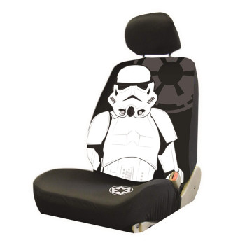 Plasticolor 006933R01 Star Wars Stormtrooper Low Back Universal Fit Car Truck SUV Seat Cover, Black and White