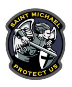 Saint Michael Protect Us Modern Vinyl Decal (Full Color)