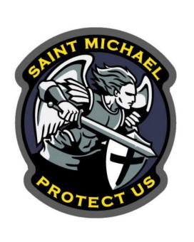 Saint Michael Protect Us Modern Vinyl Decal (Full Color)