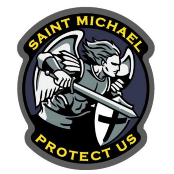 Saint Michael Protect Us Modern Vinyl Decal (Full Color)