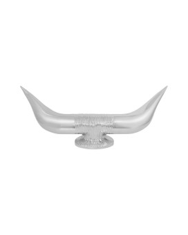 GG Grand General 48181 Chrome Bull Horn Hood Ornament with Round Base