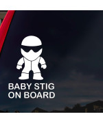 SoCoolDesign Baby Stig Racer On Board Car Window Vinyl Decal Sticker 5 Tall (White)