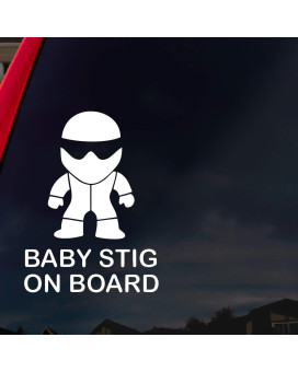 SoCoolDesign Baby Stig Racer On Board Car Window Vinyl Decal Sticker 5 Tall (White)