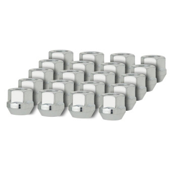 DPAccessories 20 Silver 12x1.5 Open End Bulge Acorn Lug Nuts - Cone Seat - 19mm Hex D2126-2308/20