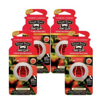 Yankee Candle Car Freshener Smart-Scent Vent Clips, 4-Pack (Macintosh)