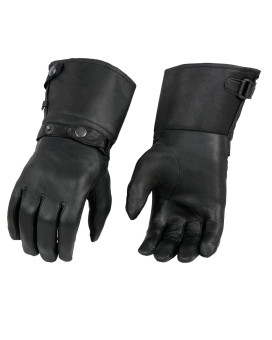 Milwaukee Leather Men's Gauntlet Motorcycle Hand Gloves-Black Leather Long Cuff Snap Closure Thermal Lined-SH264 - Medium