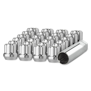 DPAccessories 24 Chrome 14x2 Open End Duplex Spline Tuner Lug Nuts for Aftermarket Wheels LOS2B9HC-CH04024