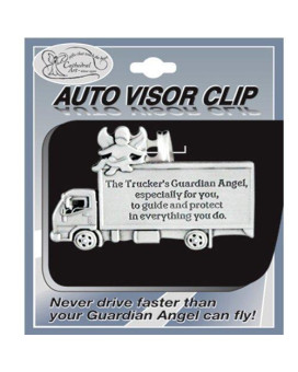 TRUCKER - Pewter Auto VISOR CLIP - for TRUCK Driver GUARDIAN Angel - Protect - Inspirational GIFT