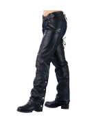 Ladies Biker Chaps with Laces ON The Back (Small) Black