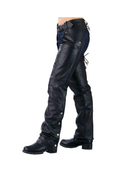 Ladies Biker Chaps with Laces ON The Back (Small) Black