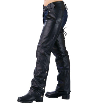 Ladies Biker Chaps with Laces ON The Back (Small) Black