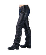 Ladies Biker Chaps with Laces ON The Back (Medium) Black