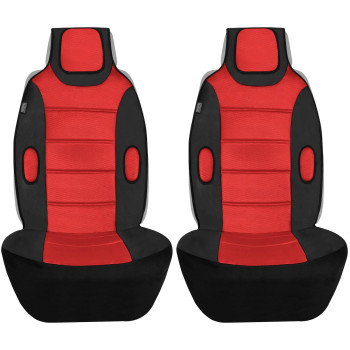 FH Group Car Seat Cover Cushion - 2 Pack Seat Covers for Cars Trucks SUV,Faux Leather Car Seat Cushions, Waterproof Car Seat Cover Cushion, Universal Fit Car Seat protector Front Set Red