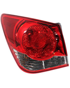 Evan Fischer Driver Side Outer Tail Light Assembly Compatible With 2011-2015 Chevrolet Cruze, 2016 Cruze Limited Body Mounted With Bulb