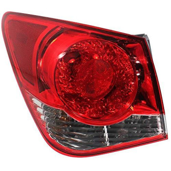 Evan Fischer Driver Side Outer Tail Light Assembly Compatible With 2011-2015 Chevrolet Cruze, 2016 Cruze Limited Body Mounted With Bulb