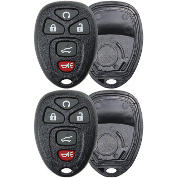 KeylessOption Just The Case Keyless Entry Remote Key Fob Shell, Pack of 2 - Black