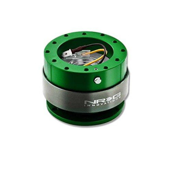 NRG Steering Wheel Quick Release Kit - Generation 2.0 - Green with Titanium Ring SRK-200GN