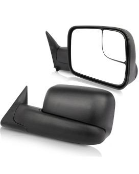 ECCPP Black Manual adjusted Side View Mirror Tow Towing Mirrors Left & Right Pair Set Replacement fit for 94-01 Dodge Ram 1500, 94-02 Ram 2500 3500 Truck