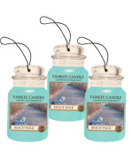 Yankee Candle Car Jar Classic Cardboard Car,Home and Office Hanging Air Freshener, Beach Walk Scent (Pack of 3)