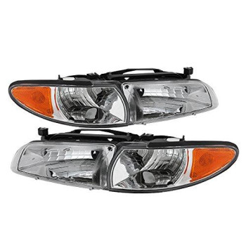 Xtune Pontiac Grand Prix Crystal Headlights W/Amber Corner Lights Chrome Housing With Clear Lens