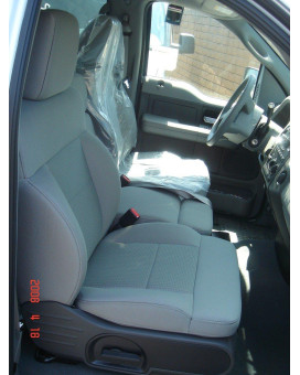 Durafit Seat Covers Made to fit 2004-2008 Ford F150 Double Cab Exact Fit Seat Covers.Front 40/20/40 Split Bench Seat with Adjustable Headrests.Rear Solid Back 60/40 Split Bottom Bench Seat.