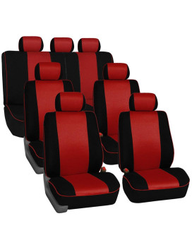 FH Group Car Seat Covers Edgy Piping?eat Cover, Airbag and Split Rear Three Row Set Red Car Seat Cover Universal Fit Interior Accessories for Cars Trucks SUV Car Accessories Automotive Seat Covers