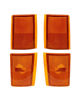 Brock Replacement Driver and Passenger 4 Pc Set Upper & Lower Signal Side Marker Reflector Lights Compatible with 1988-1993 C1500 C2500 K2500 K3500 Pickup Truck