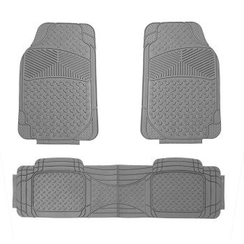 FH Group Car Floor Mats - Heavy-Duty Rubber Floor Mats for Cars, Universal Fit Full Set, Trimmable Automotive Floor Mats, ClimaProof Floor Mats For Most Sedan, SUV, Truck Floor Mats Gray