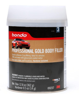 Bondo Professional Gold Filler, Stage 2, Superior Adhesion Ideal for Vehicles 1998 and Newer with Galvanized Coated Metal, 12.8 oz