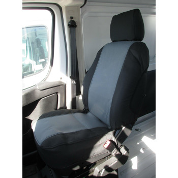 Durafit Seat Covers, 2013-2020 Promaster Van, Front Bucket Seat Covers, in Black/Gray, Twill Fabric