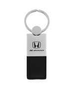 Au-Tomotive Gold, INC. Officially Licensed Black Duo Leather / Chrome Key Fob for Honda S2000