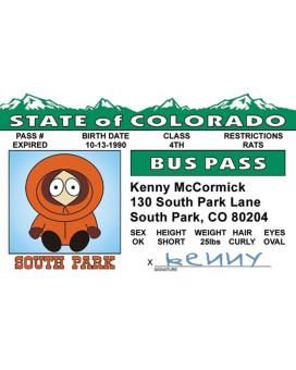 Signs 4 Fun NUIDK Kenny Bus Pass's Driver's License