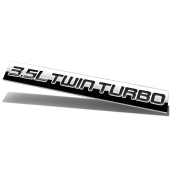 Chrome Finish Metal Emblem 3.5L Twin Turbo Badge (Black Letter)