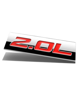 Chrome Finish Metal Emblem 2.0L Badge (Red Letter)