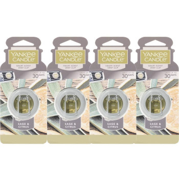 Yankee Candle Car Freshener Smart-Scent Vent Clips, 4-PACK (Sage & Citrus)