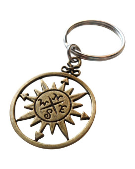 JewelryEveryday Bronze Sun Compass Keychain - I'd Be Lost Without You; Couples Keychain