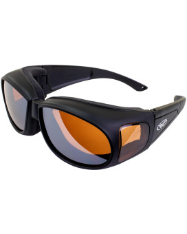 Global Vision Outfitter Motorcycle Riding Safety Sunglasses Matte Black Frames Driving Mirror Lenses ANSI Z87.1+