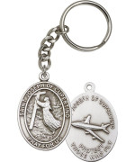 Bonyak Jewelry Antique Silver-Plated St. Joseph of Cupertino Keychain 1 7/8 x 1 1/4 inches