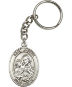 Bonyak Jewelry Antique Silver-Plated St. Joseph Keychain 1 3/4 x 1 1/4 inches