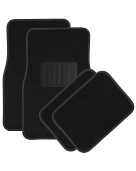 OxGord Luxe Carpet-Floor-Mats Set for Car - Rubber-Lined All-Weather Heavy-Duty Protection for All Vehicles - 4 Piece, Black