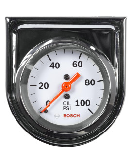 Actron Bosch SP0F000044 Style Line 2 Mechanical Oil Pressure Gauge (White Dial Face, Chrome Bezel)