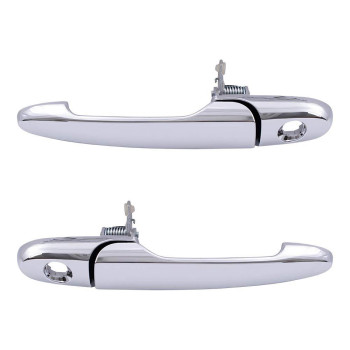 AutoandArt Brock Replacement Pair Set Front Outside Door Handle Chrome w/Keyholes Compatible with G5 Cobalt Solstice Sky 25869324 25867554