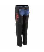 Milwaukee Leather SH1182 Women's Black with Red Textile Motorcycle Riding Chaps with Tribal Embroidery - Small