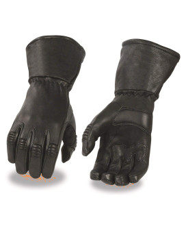 Shaf International Men's Lined Motorcycle Gloves with Gauntlet (Black, Large)