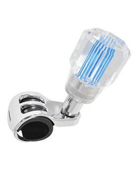 AJP Distributors Universal Suicide Streak Neon Blue Auxiliary Steering Wheel Knob Assistance Heavy Duty Aid Handle Grip Control Transparent Power Turn Tuner Spinner Shift Acrylic