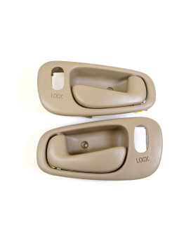 PT Auto Warehouse TO-2542E-DP - Inside Interior Inner Door Handle, Beige/Tan - with Power Lock, Left/Right Pair