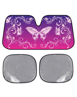 BDK USA Swirl Butterfly Sunshade - Mystic Butterflies - Folding Accordion with Static Cling Sun Shade