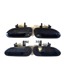 PT Auto Warehouse HO-3237S-QP - Outside Exterior Outer Door Handle, Smooth Black - 1 Front Left, 1 Front Right, 1 Rear Left, 1 Rear Right