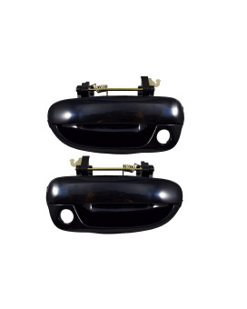 PT Auto Warehouse HY-3234S-FP - Outside Exterior Outer Door Handle, Smooth Black - Front Left/Right Pair